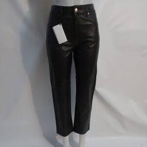 NWT Womens DMN Paris Black Sheepskin Leather Pants 38 EUR/US 6